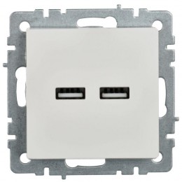 Розетка BRITE USB A+A 3.1А РЮ10-1-БрБ механизм бел. IEK BR-U21-D31-K01