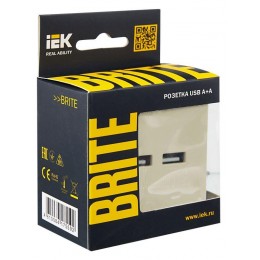 Розетка BRITE USB A+A 3.1А РЮ10-1-БрКр механизм беж. IEK BR-U21-D31-K10