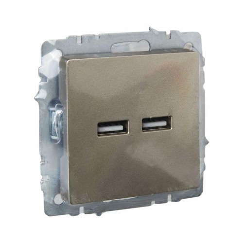 Розетка BRITE USB A+A 3.1А РЮ10-1-БрШ механизм шампань IEK BR-U21-D31-K37