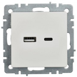 Розетка BRITE USB A+C 18Вт РЮ11-1-БрБ механизм бел. IEK BR-U22-018-K01