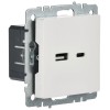 Розетка BRITE USB A+C 18Вт РЮ11-1-БрБ механизм бел. IEK BR-U22-018-K01