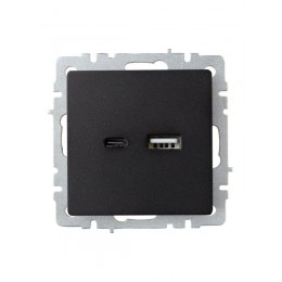 Розетка BRITE USB A+C 18Вт РЮ11-1-БрЧ механизм черн. IEK BR-U22-018-K02