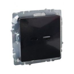 Розетка BRITE USB A+C 18Вт РЮ11-1-БрЧ механизм черн. IEK BR-U22-018-K02