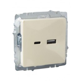 Розетка BRITE USB A+C 18Вт РЮ11-1-БрКр механизм беж. IEK BR-U22-018-K10