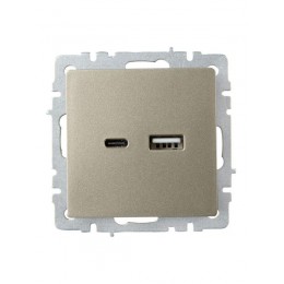 Розетка BRITE USB A+C 18Вт РЮ11-1-БрШ механизм шампань IEK BR-U22-018-K37