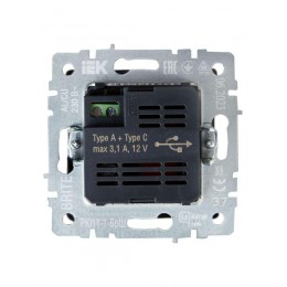 Розетка BRITE USB A+C 18Вт РЮ11-1-БрШ механизм шампань IEK BR-U22-018-K37