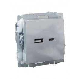 Розетка BRITE USB A+C 18Вт РЮ11-1-БрА механизм алюм. IEK BR-U22-018-K47