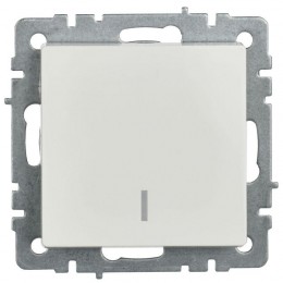 Выключатель 1-кл. СП BRITE ВС10-1-1-БрБ 10А с индик. механизм бел. IEK BR-V10-1-10-K01