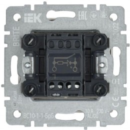 Выключатель 1-кл. СП BRITE ВС10-1-1-БрБ 10А с индик. механизм бел. IEK BR-V10-1-10-K01