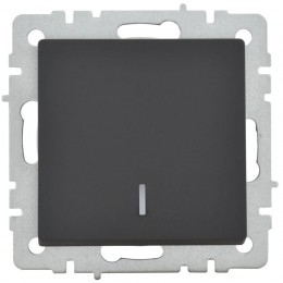 Выключатель 1-кл. СП BRITE ВС10-1-1-БрГ 10А с индик. механизм графит IEK BR-V10-1-10-K53