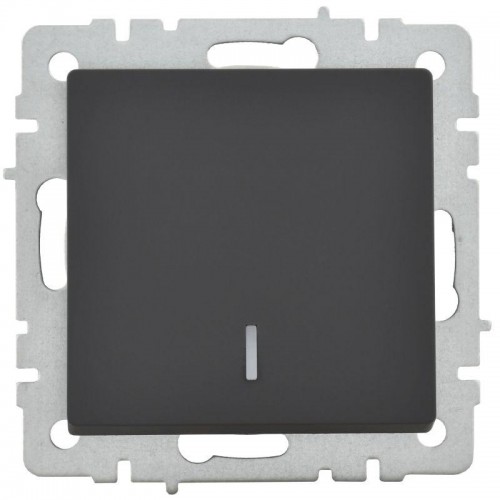 Выключатель 1-кл. СП BRITE ВС10-1-1-БрГ 10А с индик. механизм графит IEK BR-V10-1-10-K53