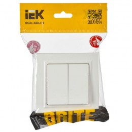Выключатель 2-кл. СП BRITE ВСР10-2-0-БрБ 10А в сборе бел. IEK BR-V20-0-10-K01-F