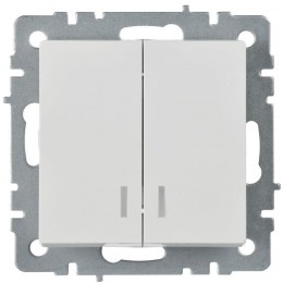 Выключатель 2-кл. СП BRITE ВС10-2-1-БрБ 10А с индик. механизм бел. IEK BR-V20-1-10-K01