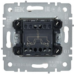 Выключатель 2-кл. СП BRITE ВС10-2-1-БрБ 10А с индик. механизм бел. IEK BR-V20-1-10-K01