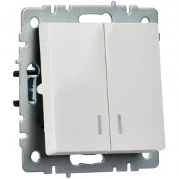 Выключатель 2-кл. СП BRITE ВС10-2-1-БрБ 10А с индик. механизм бел. IEK BR-V20-1-10-K01
