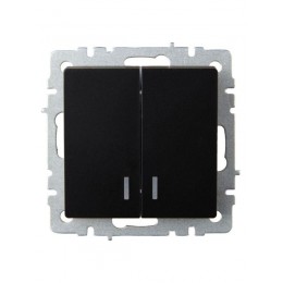 Выключатель 2-кл. СП BRITE ВС10-2-1-БрЧ 10А с индик. механизм черн. IEK BR-V20-1-10-K02