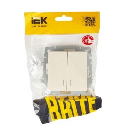 Выключатель 2-кл. СП BRITE ВС10-2-1-БрКр 10А с индик. механизм беж. IEK BR-V20-1-10-K10