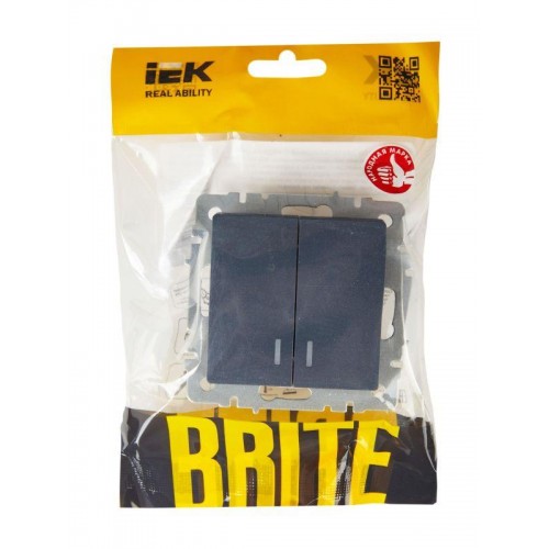 Выключатель 2-кл. СП BRITE ВС10-2-1-БрМ 10А с индик. механизм маренго IEK BR-V20-1-10-K35