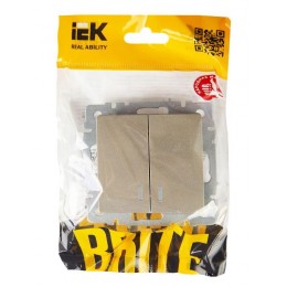 Выключатель 2-кл. СП BRITE ВС10-2-1-БрШ 10А с индик. механизм шампань IEK BR-V20-1-10-K37