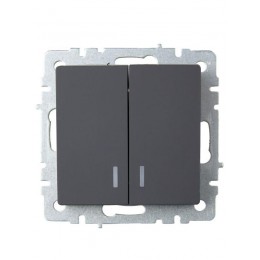 Выключатель 2-кл. СП BRITE ВС10-2-1-БрГ 10А с индик. механизм графит IEK BR-V20-1-10-K53
