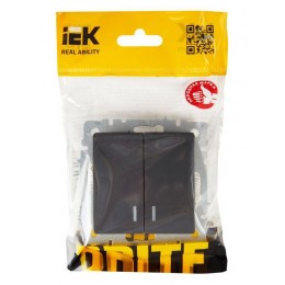 Выключатель 2-кл. СП BRITE ВС10-2-1-БрГ 10А с индик. механизм графит IEK BR-V20-1-10-K53