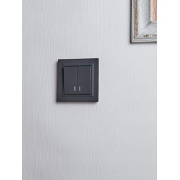 Выключатель 2-кл. СП BRITE ВС10-2-1-БрГ 10А с индик. механизм графит IEK BR-V20-1-10-K53