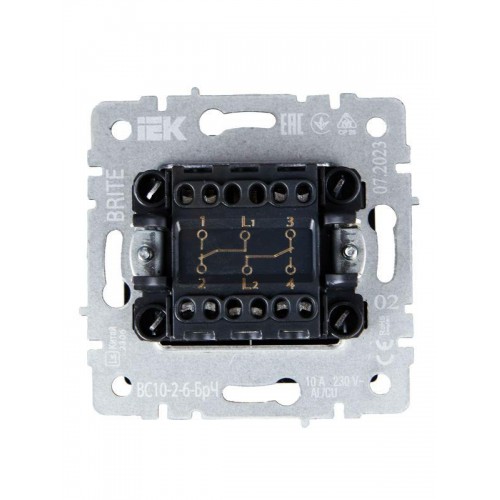 Выключатель проходной 2-кл. СП BRITE ВС10-2-6-БрЧ 10А механизм черн. IEK BR-V22-0-10-K02