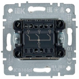 Выключатель 3-кл. СП BRITE ВС10-3-0-БрБ 10А механизм бел. IEK BR-V30-0-10-K01