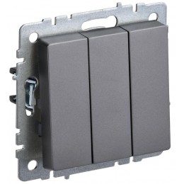 Выключатель 3-кл. СП BRITE ВС10-3-0-БрС 10А механизм сталь IEK BR-V30-0-10-K46