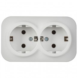 Розетка 2-м ОП GLORY РС22-3-ХБм 16А с заземл. без защ. шторок бел. матов. IEK ERH21-K01M-16