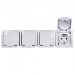 Розетка 4-м ОП Гермес Plus РСб24-3-ГПБб 16А IP54 с заземл. с крышкой бел. IEK ERMP42-K01-16-54-EC