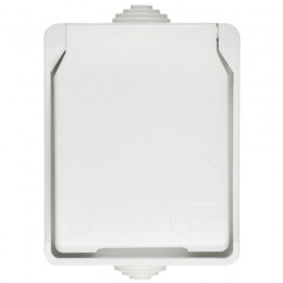 Розетка ОП Форс РСб20-3-ФБ 16А IP54 с заземл. защ. шторки бел. IEK ERS12-K01-16-54-DC