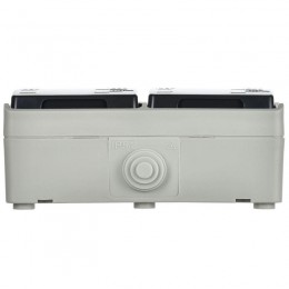 Розетка 2-м ОП Форс РСб22-3-ФСр 16А IP54 с заземл. с крышкой сер. IEK ERS22-K03-16-54-DC