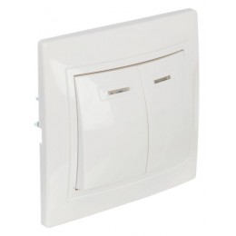 Выключатель 2-кл. СП Кварта 10А IP20 ВС10-2-1-КБ с индикацией бел. IEK EVK21-K01-10-DM