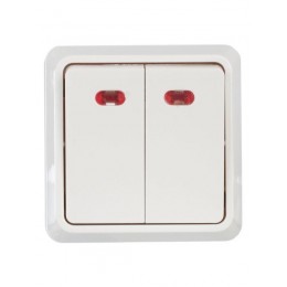 Выключатель 2-кл. ОП Октава 10А IP20 ВС20-2-1-ОБ с индикацией бел. IEK EVO21-K01-10-DC