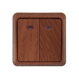 Выключатель 2-кл. ОП Октава 10А IP20 ВС20-2-1-ОД с индикацией дуб IEK EVO21-K04-10-DC