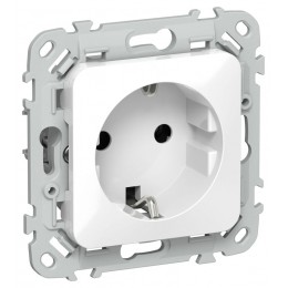 Розетка СП FLITE РС11-1-ФлБ 16А с заземл. без защ. шторок безвинтовое крепление механизм бел. IEK FI-R11-16-1-K01