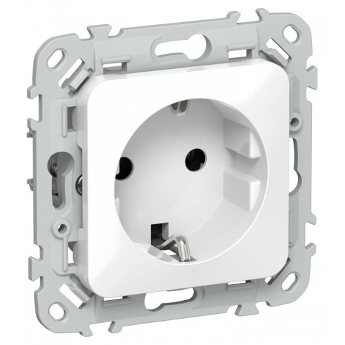 Розетка СП FLITE РС11-1-ФлБ 16А с заземл. без защ. шторок безвинтовое крепление механизм бел. IEK FI-R11-16-1-K01
