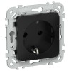 Розетка СП FLITE РС11-1-ФлЧ 16А с заземл. без защ. шторок безвинтовое крепление механизм черн. IEK FI-R11-16-1-K02