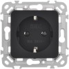Розетка СП FLITE РС11-1-ФлЧ 16А с заземл. без защ. шторок безвинтовое крепление механизм черн. IEK FI-R11-16-1-K02