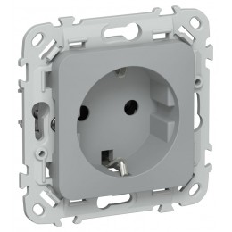 Розетка СП FLITE РС11-1-ФлС 16А с заземл. без защ. шторок безвинтовое крепление механизм сер. IEK FI-R11-16-1-K03
