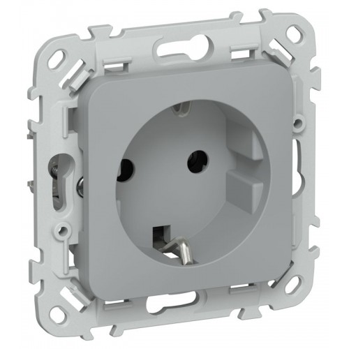 Розетка СП FLITE РС11-1-ФлС 16А с заземл. без защ. шторок безвинтовое крепление механизм сер. IEK FI-R11-16-1-K03