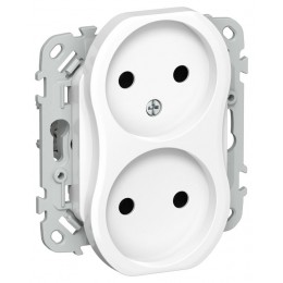 Розетка 2-м СП FLITE РС02-1-ФлБ 10А без заземл. без защ. шторок безвинтовое крепление механизм бел. IEK FI-R20-10-1-K01
