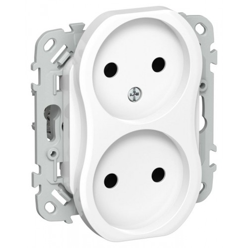 Розетка 2-м СП FLITE РС02-1-ФлБ 10А без заземл. без защ. шторок безвинтовое крепление механизм бел. IEK FI-R20-10-1-K01