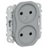 Розетка 2-м СП FLITE РС02-1-ФлС 10А без заземл. без защ. шторок безвинтовое крепление механизм сер. IEK FI-R20-10-1-K03