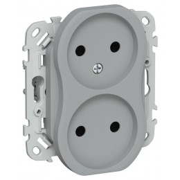 Розетка 2-м СП FLITE РС02-1-ФлС 10А без заземл. без защ. шторок безвинтовое крепление механизм сер. IEK FI-R20-10-1-K03