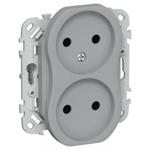 Розетка 2-м СП FLITE РС02-1-ФлС 10А без заземл. без защ. шторок безвинтовое крепление механизм сер. IEK FI-R20-10-1-K03