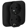 Розетка 2-м СП FLITE РС12-1-А-ФлЧ 16А с заземл. без защ. шторок безвинтовое крепление в сборе механизм черн. IEK FI-R21A-16-1-K02