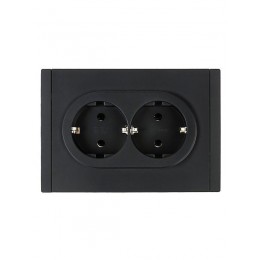 Розетка 2-м СП FORTE&PIANO FP124 16А с заземл. без защ. шторок безвинт. крепл. черн. IEK FP-R21-16-1-K02