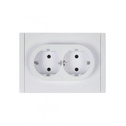 Розетка 2-м СП FORTE&PIANO FP223 16А с заземл. защ. шторки безвинт. крепл. бел. IEK FP-R24-16-1-K01